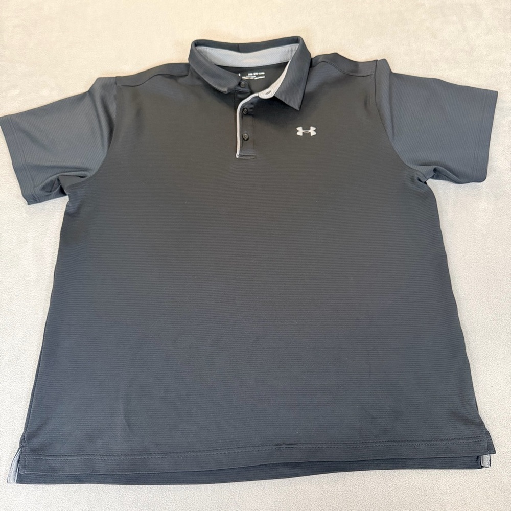 Under Armour HeatGear Men's Black Polo Golf Shirt Loose- 2XL